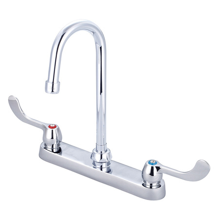 CENTRAL BRASS Two Handle Cast Brass Kitchen Faucet, NPSM, Standard, Polished Chrome, Spout Reach: 4.13" 0122-ELS17